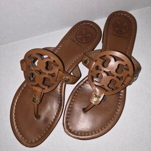 Tory Burch Miller Calf Leather Sandals In Vintage Vachetta Brown US 7.5